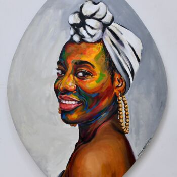 Malarstwo zatytułowany „Human(Eniyan) 7” autorstwa Damola Ayegbayo, Oryginalna praca, Akryl Zamontowany na Drewniana rama no…