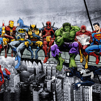 Digitale Kunst mit dem Titel "Marvel & DC Superhe…" von D Dan Avenell, Original-Kunstwerk, Digitale Malerei