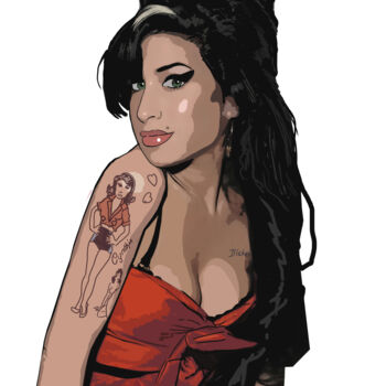 Painting titled "Amy Winehouse" by D Dan Avenell, Original Artwork, Digital Painting