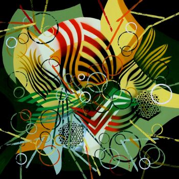 Картина под названием "Disco in green and…" - Dan Civa, Подлинное произведение искусства, Акрил