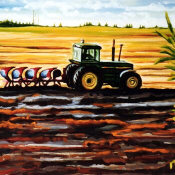 Картина под названием "Autumn ploughing, D…" - Dan Civa, Подлинное произведение искусства, Масло