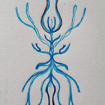 Drawing titled "Branche lumineuse" by Dan Klight, Original Artwork, Pencil