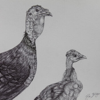 Drawing titled ""Mamá guajolota e h…" by Dan Mendoza, Original Artwork, Ballpoint pen