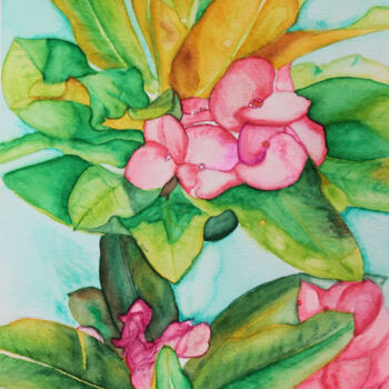 Painting titled ""Flores"" by Dan Mendoza, Original Artwork, Watercolor