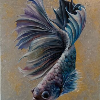Schilderij getiteld "鱼" door Dan Xu, Origineel Kunstwerk, Olie