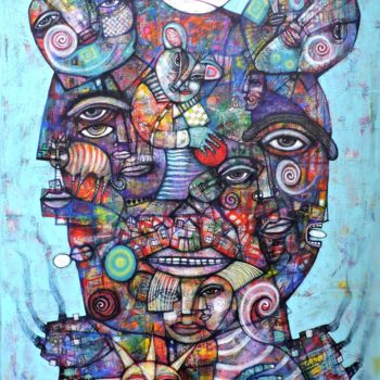 Pintura titulada "Portrait between Su…" por Dan Casado, Obra de arte original, Acrílico Montado en Bastidor de camilla de ma…