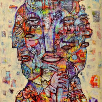 Pintura titulada "Portrait with Tie" por Dan Casado, Obra de arte original, Acrílico Montado en Bastidor de camilla de madera