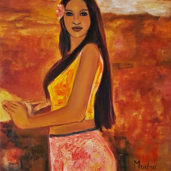 Painting titled "Tahitienne" by Dana Art, Original Artwork, Oil Mounted on Wood Panel