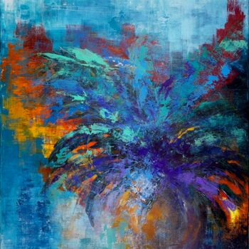 Painting titled "Vase, soleil coucha…" by Dana M, Original Artwork, Acrylic Mounted on Wood Stretcher frame