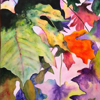 Painting titled "Leaves" by Dana Martinov, Original Artwork, Watercolor