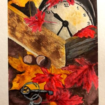 Painting titled "Autumn" by Dana Martinov, Original Artwork, Watercolor