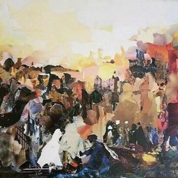 Collages intitulée "marché aux chameaux" par Dana, Œuvre d'art originale