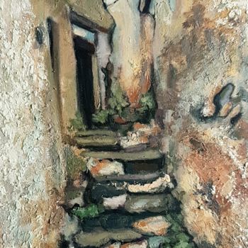 Painting titled "On the Narrow Path" by Daniela Mihai, Original Artwork, Acrylic Mounted on Wood Stretcher frame