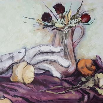 Malerei mit dem Titel "Still life with ros…" von Daniela Mihai, Original-Kunstwerk, Acryl