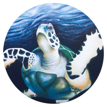Peinture intitulée ""Sea turtle"" par Christina Bilbili, Œuvre d'art originale, Acrylique