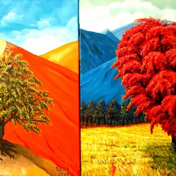 Pintura intitulada "Albero della vita" por Daniela Paun, Obras de arte originais, Óleo