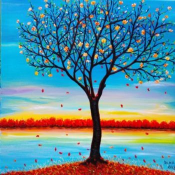 Peinture intitulée "ALBERO DELLA VITA 2" par Daniela Paun, Œuvre d'art originale, Huile