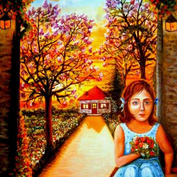 Painting titled "ASPETTANDO MAMMA" by Daniela Paun, Original Artwork, Oil
