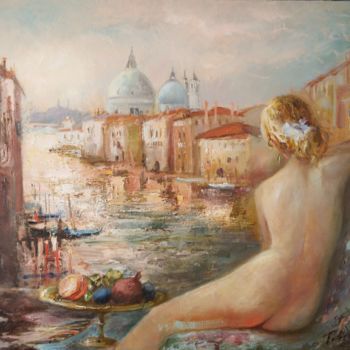 Painting titled "The riddle of Venice" by Natalia Pevzner, Original Artwork, Oil Mounted on Wood Stretcher frame