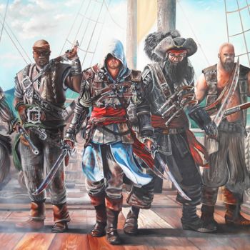 Peinture intitulée "Assassins Creed Bla…" par Nick Danapassis, Œuvre d'art originale