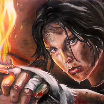 Peinture intitulée "Lara Croft-Tomb rai…" par Nick Danapassis, Œuvre d'art originale