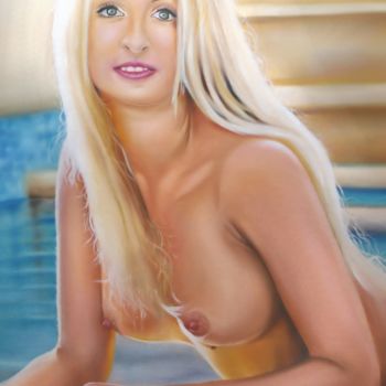 Peinture intitulée "A nude blond angel…" par Nick Danapassis, Œuvre d'art originale