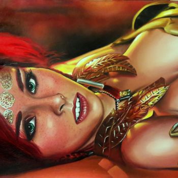 Painting titled "The fire witch-WITC…" by Nick Danapassis, Original Artwork