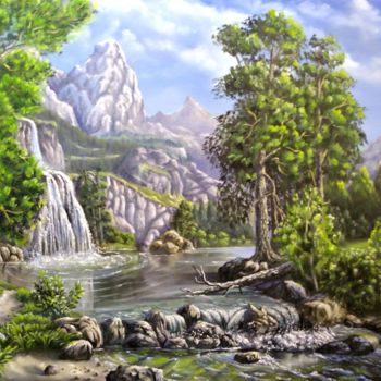 Peinture intitulée "Hidden River" par Nick Danapassis, Œuvre d'art originale