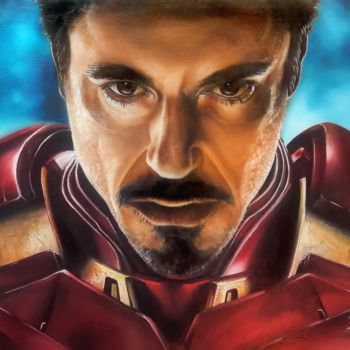 Peinture intitulée "Iron Man-Robert Dow…" par Nick Danapassis, Œuvre d'art originale