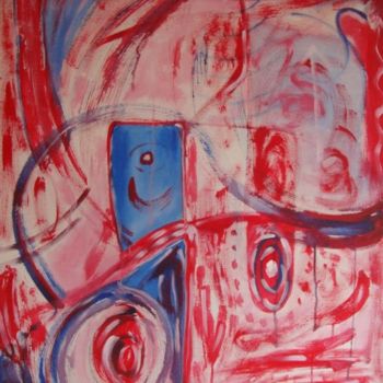 Schilderij getiteld "My Red Angry" door Danar, Origineel Kunstwerk, Olie