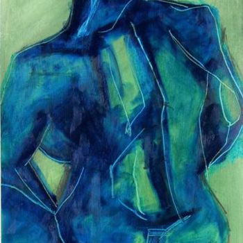 Tekening getiteld "blue naked woman" door Daniel Beaudoin, Origineel Kunstwerk