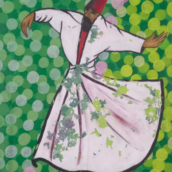 Painting titled "Sufi dancer Darwish" by Ahmed Khan, Original Artwork, Acrylic