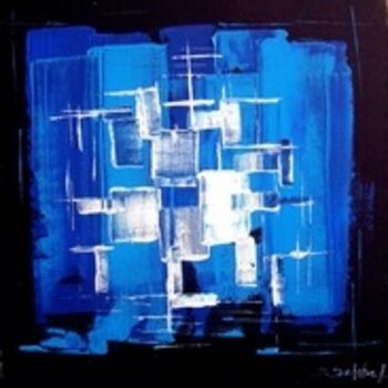 Painting titled "composition bleue 2" by Daniel Delobel, Original Artwork
