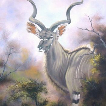 Painting titled "KUDU BULL - STATELY…" by Dane Willers, Original Artwork, Oil