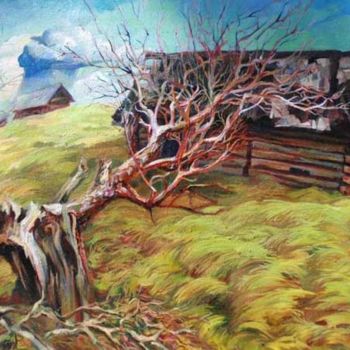 Painting titled "tree" by Irina Danenova, Original Artwork, Oil