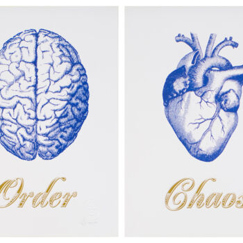 Printmaking titled "Order Chaos Blue Sm…" by Dangerous Minds Artists, Original Artwork, Screenprinting
