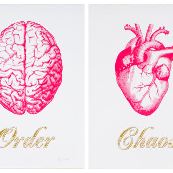 Printmaking titled "Order Chaos Red Sma…" by Dangerous Minds Artists, Original Artwork, Screenprinting