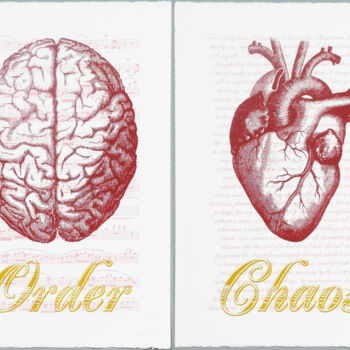 Prenten & gravures getiteld "Order Chaos Red Scr…" door Dangerous Minds Artists, Origineel Kunstwerk, Zeefdruk