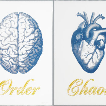 Prenten & gravures getiteld "Order Chaos Blue" door Dangerous Minds Artists, Origineel Kunstwerk, Zeefdruk