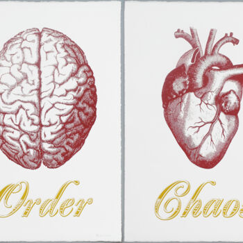 Printmaking titled "Order Chaos Red" by Dangerous Minds Artists, Original Artwork, Screenprinting