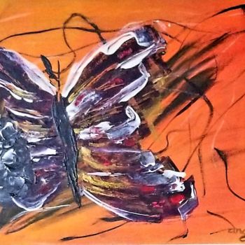 Pintura titulada "Solitary Butterfly" por Dhan, Obra de arte original, Acrílico