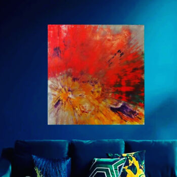 Painting titled "Abstract red sky" by Dani Alexsandrova, Original Artwork, Oil