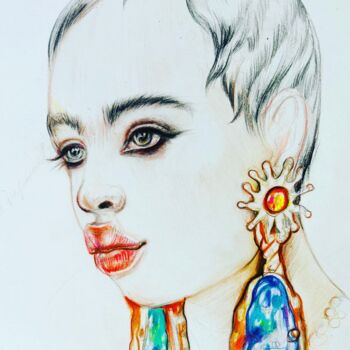 Рисунок под названием "Скиапарелли.Модная…" - Dani Alexsandrova, Подлинное произведение искусства, Цветные карандаши