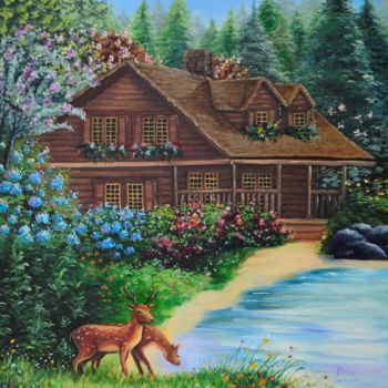 Painting titled "Deer Creek Rereading" by Dani Santucci, Original Artwork, Oil