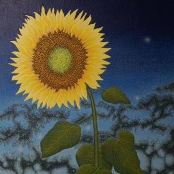 Painting titled "Girasol nocturno co…" by Daniel Cobas, Original Artwork