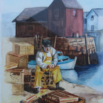 Pintura titulada "dans-le-port.jpg" por Danièle Dayer, Obra de arte original, Acuarela