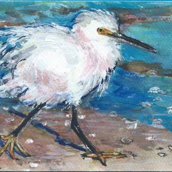 Malerei mit dem Titel "heron-neigeux.jpg" von Danièle Dayer, Original-Kunstwerk, Aquarell