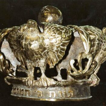 Sculpture titled "torah crown" by Daniel Baharier, Original Artwork, Metals