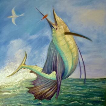 Pittura intitolato "marlin" da Daniel Bahuaud, Opera d'arte originale, Olio