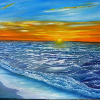 Peinture intitulée "coucher de soleil s…" par Daniel Bahuaud, Œuvre d'art originale